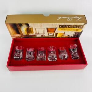 Concerto Cordial Collector’s Series Six Unique Clear Glass Cordials